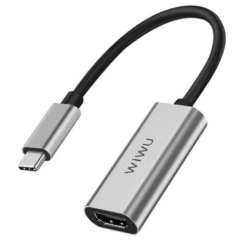 Переходник WiWU Alpha Type C to HDMI Adapter, серый адаптер переходник wiwu lt02 pro type c to 2 x type c 3 5mm audio adapter grey
