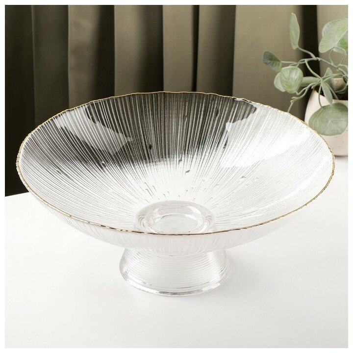 фото Блюдо на ножке Фейерверк 33х33х13,5 см, цвет прозрачный