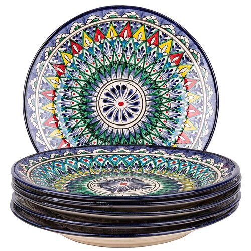 Тарелка узбекская 25 см - 6 шт (Риштан синий)