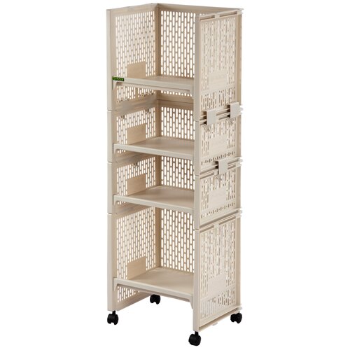 Этажерка универсальная на колесиках с 4 секциями светло-бежевая 36,1*28,6*105,7 см Sanko