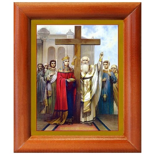 Воздвижение Креста Господня, икона в рамке 8*9,5 см воздвижение креста господня икона в резной деревянной рамке