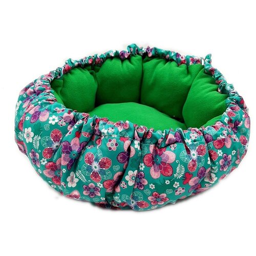 Лежанка-трансформер для кошек и собак, флисовая на затяжках, 50см, синяя