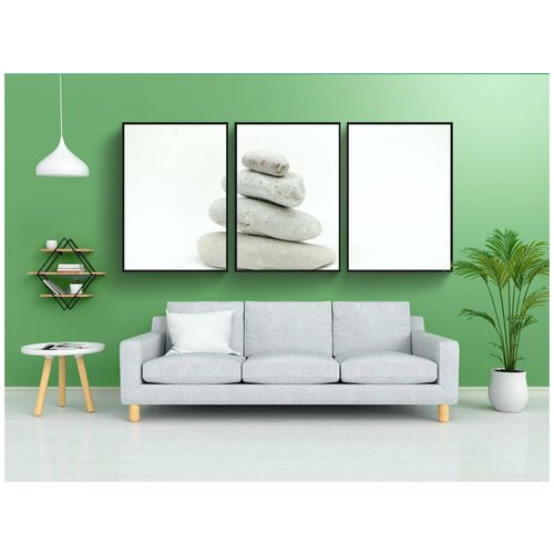 фото Набор модулных постеров для интерьера "камни, камень, на белом фоне" 60x90 см. в тубусе, без рамки lotsprints