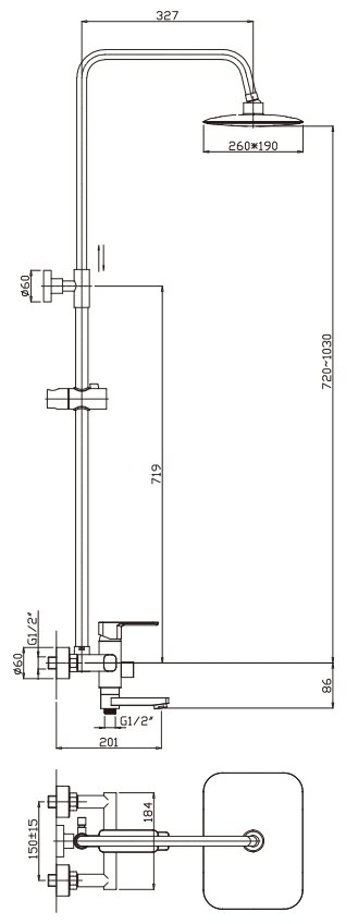 Душевая стойка HAIBA HB2402, хром - фотография № 4