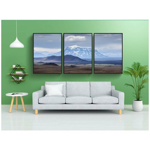 фото Набор модулных постеров для интерьера "исландия, гора, вулкан" 60x90 см. в тубусе, без рамки lotsprints