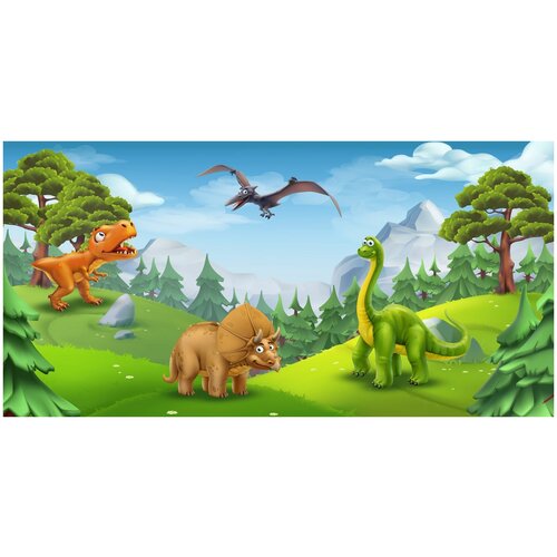 Фотообои Уютная стена Маленькие динозавры 540х270 см Виниловые Бесшовные (единым полотном)
