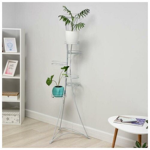 фото Подставка для цветов d=19 см "стелла-7", цвет белое серебро зми