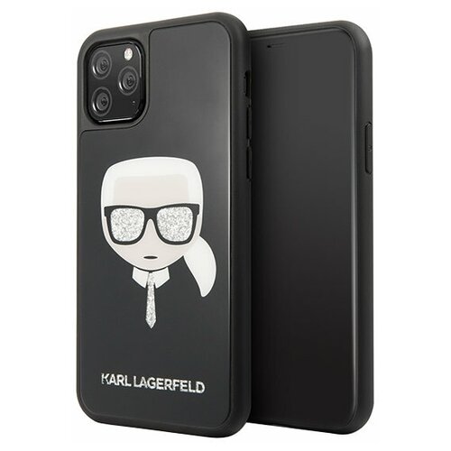 Чехол Karl Lagerfeld Double layer Karl's Head Hard Glass для iPhone 11 Pro, черный