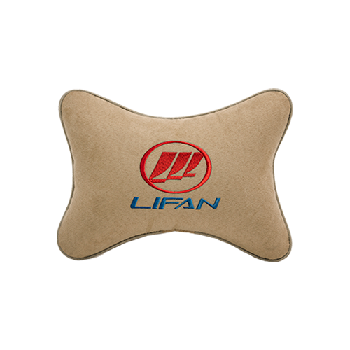 фото Подушка на подголовник алькантара beige с логотипом автомобиля lifan vital technologies