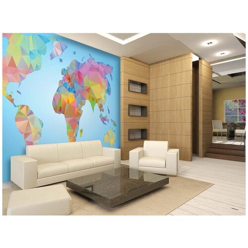 Фотообои WONDERWALL Карта мира многоугольники 3,89х2,8 м