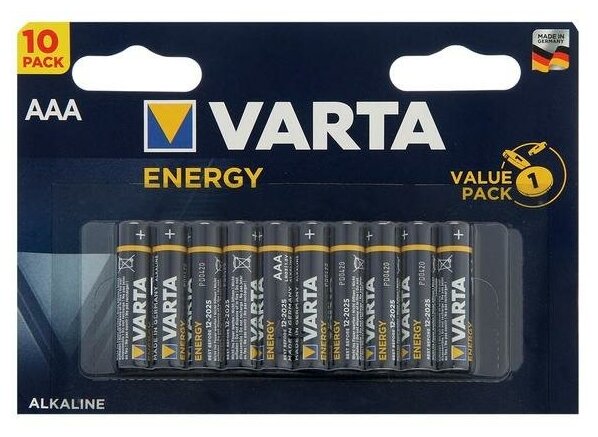 Батарейка алкалиновая Varta Energy AAA LR03-10BL 1.5В блистер 10 шт.