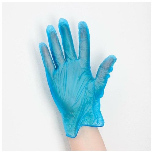 Перчатки A. D. M. виниловые, размер XL, 100 шт/уп, цвет голубой