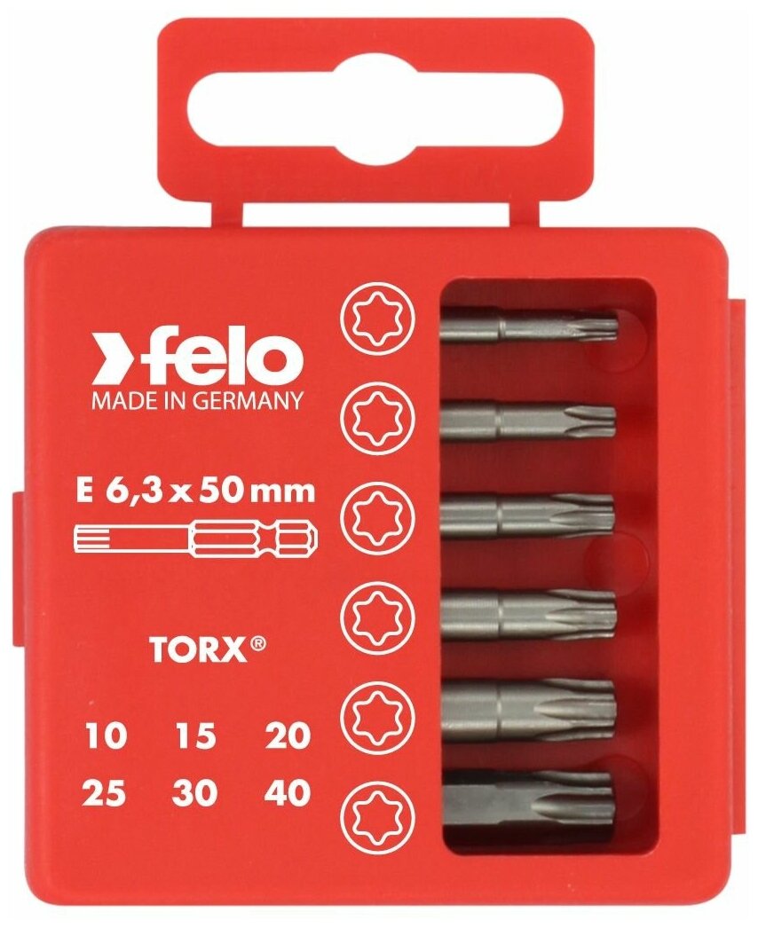 Набор бит Felo Tx Industrial 50 мм в кейсе 6 шт