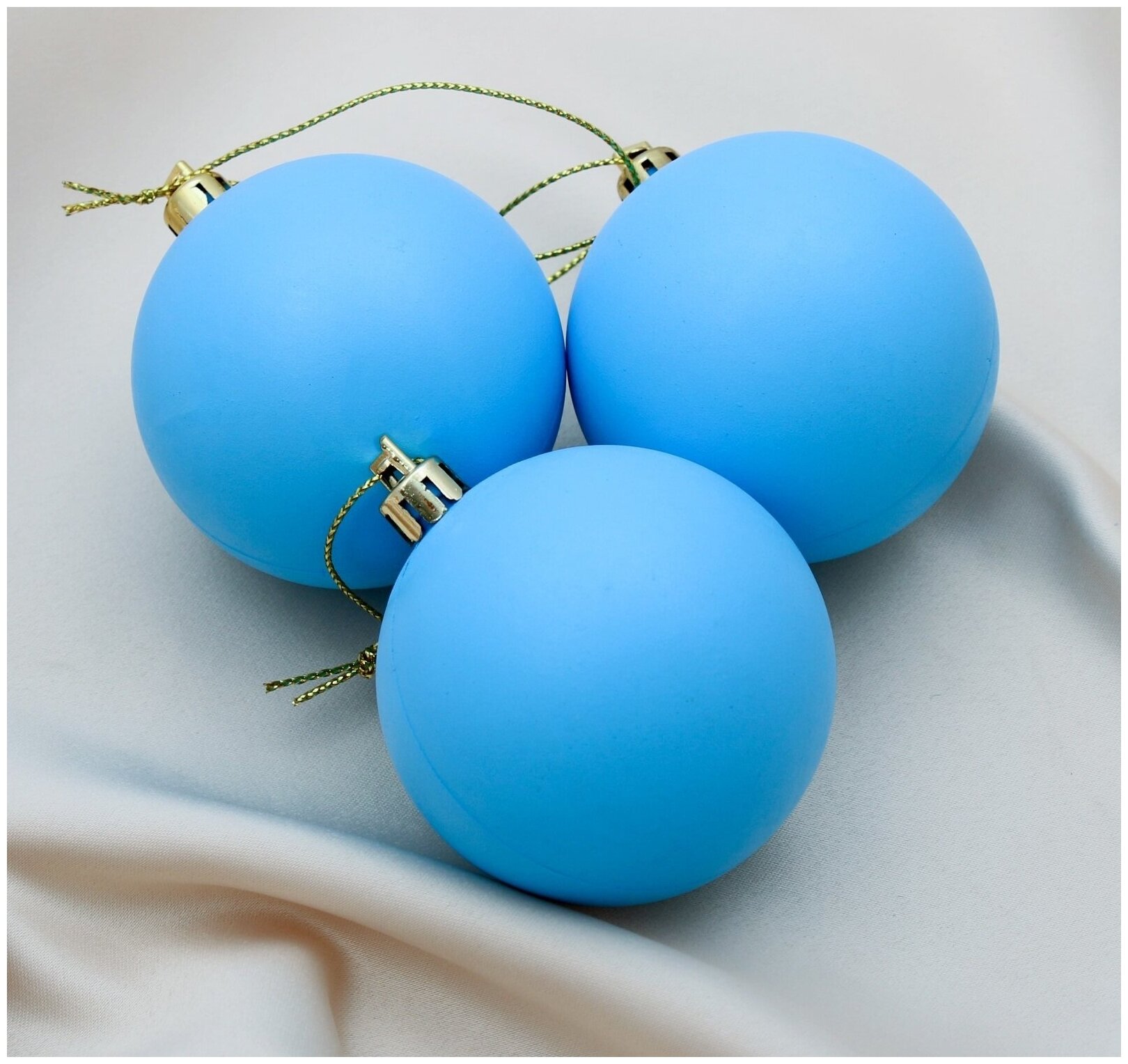 Набор шаров пластик d-5,5 см, 3 шт "Матовый" голубой