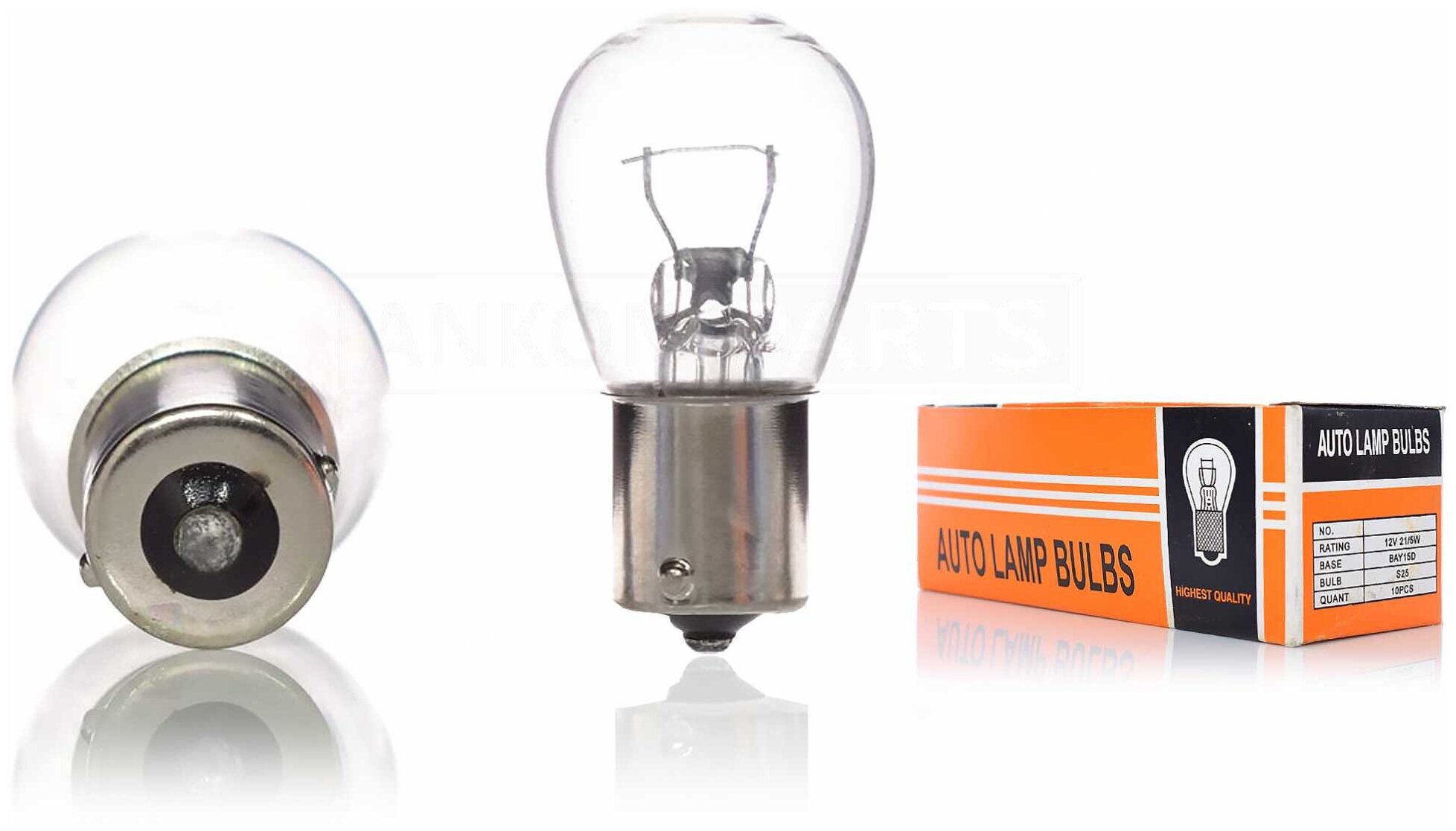 фото Лампа поворотов и габаритов на скутер мопед BA15S 12V 21W белая "ORANGE BOX"