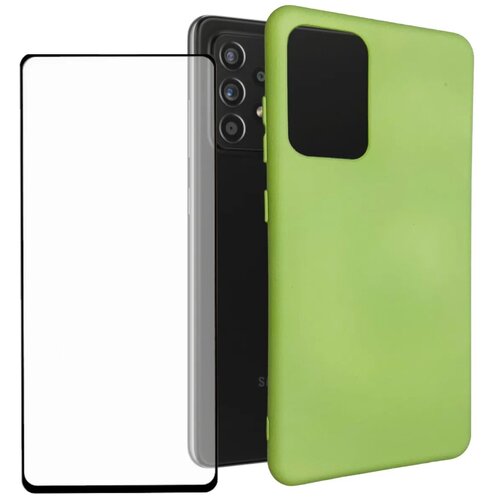 фото Комплект: защитный силиконовый чехол soft toch + защитное стекло для samsung galaxy a72. накладка / бампер самсунг а72 pduspb