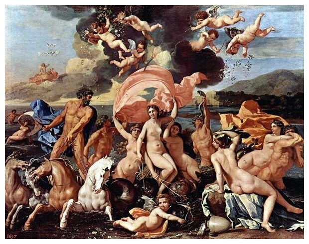 Репродукция на холсте Триумф Нептуна (The Triumph of Neptune) Пуссен Никола 38см. x 30см.