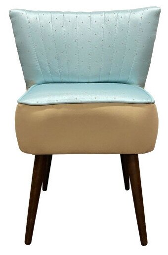 Кресло Бьерн размер 60 х 70 см, наружная часть искусственная кожа цвет бежевый, внутренняя часть текстиль цвет голубой - фотография № 2