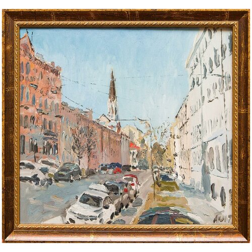 фото Картина маслом "весна на васильевском, вид на церковь святого михаила со 2-й линии" пыжиков русская живопись