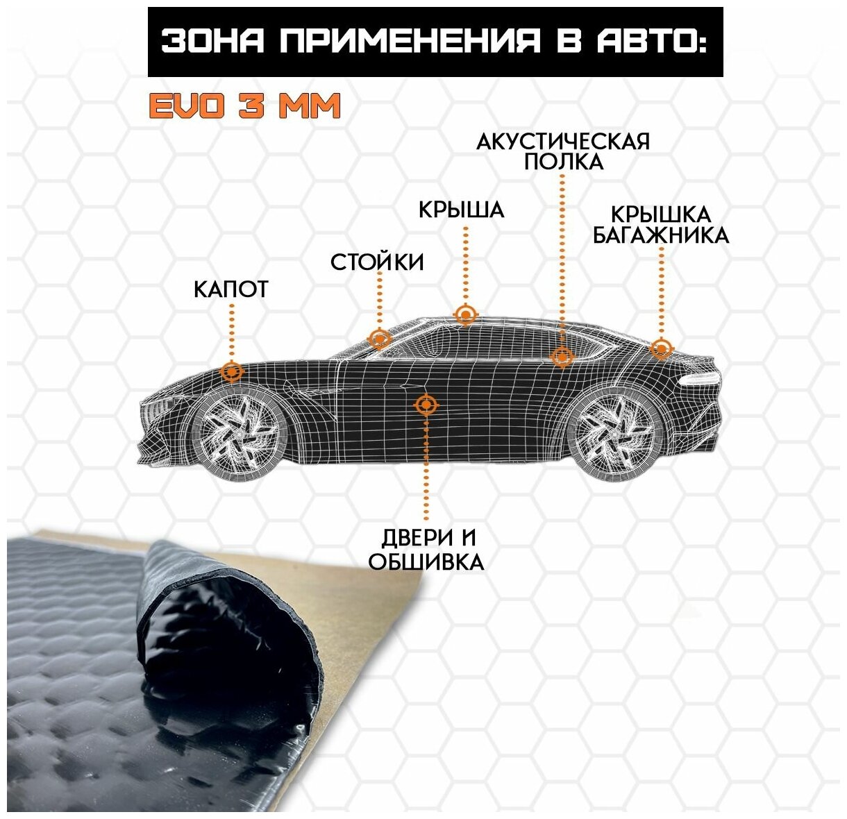 Шумоизоляция для автомобиля - Шумология EVO 3.0 (10 листов 37*25см) Виброизоляция - 3 мм