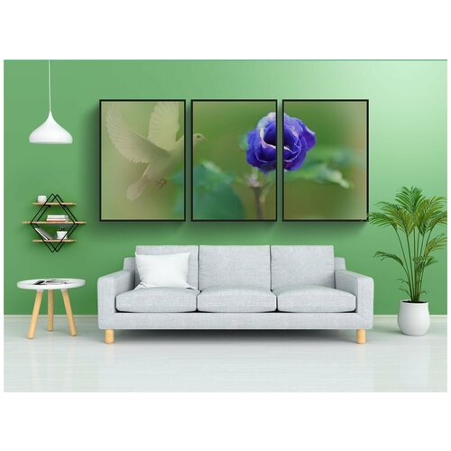 фото Набор модулных постеров для интерьера "цветок, нежный, туман" 60x90 см. в тубусе, без рамки lotsprints