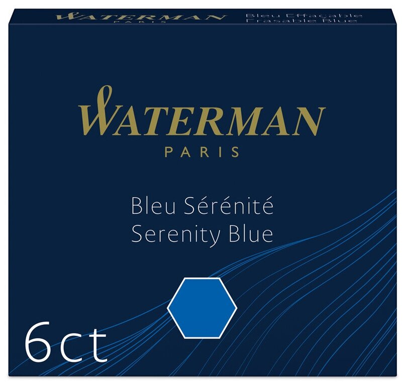 Картриджи чернильные Waterman International, синий, 6шт, картонная коробка