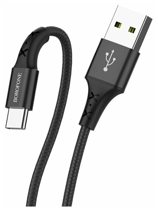 Кабель USB - Type-C Borofone BX20 Enjoy, 1.0м, круглый, 3.0A, нейлон, цвет: чёрный