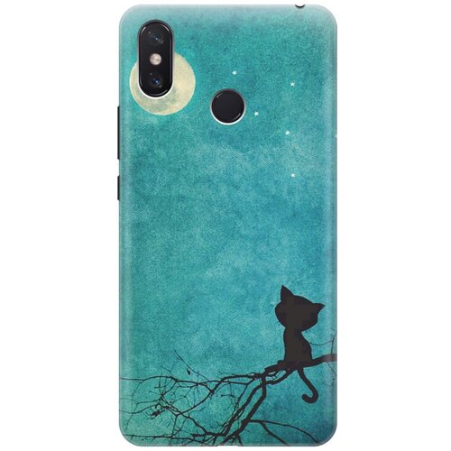 фото Re:paчехол - накладка artcolor для xiaomi mi max 3 с принтом "котенок и луна"