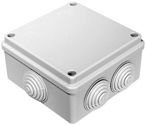 Коробка распределительная Промрукав (40-0300) для открытой установки 100х100х50 мм 6 вводов серая IP55 безгалогенная