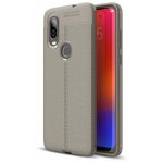 Чехол-накладка Litchi Grain для Motorola P40 / Motorola One Vision (серый) - изображение