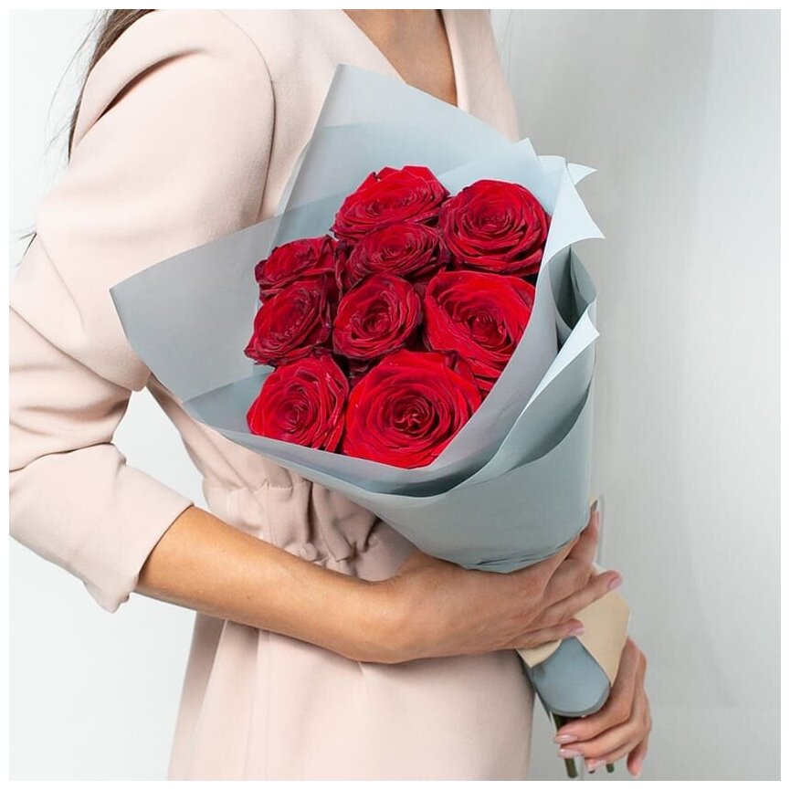 Цветы живые букет из красных роз 9 шт. 40 см, Лэтуаль Flowers