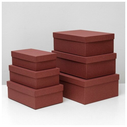 фото Набор коробок 6 в 1 "бордовый ковролин", 35 х 25 х 12,5 - 23 х 13 х 7,5 см 4936924 сима-ленд