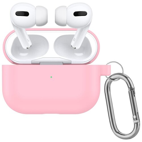 фото Чехол силиконовый для airpods pro (19), розовый, с карабином китай