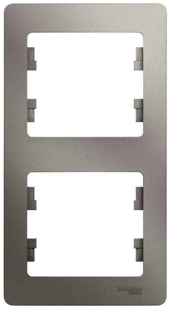 фото Рамка Schneider Electric Glossa двухместная вертикальная платина (комплект из 2 шт)