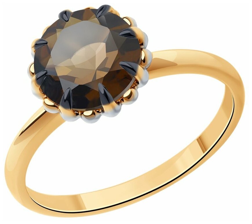 Кольцо Diamant, красное золото, 585 проба, раухтопаз