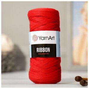 Пряжа "Ribbon" 40% полиэстер, 60% хлопок 125м/250гр (773 красный) 4444405