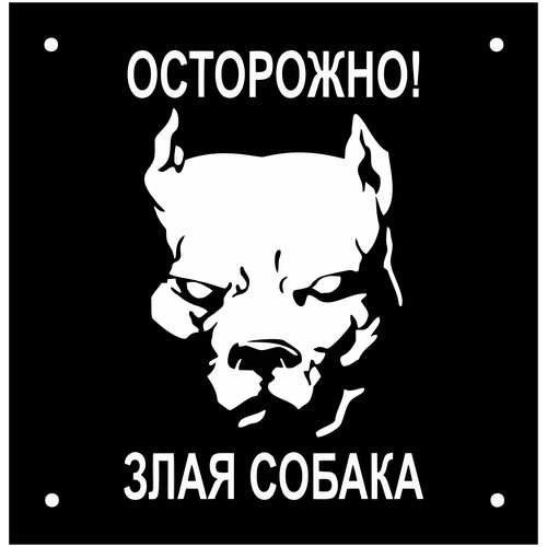 Информационная табличка Осторожно злая собака Стаф 200*200мм.