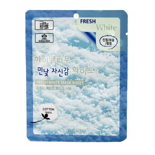 3W Clinic Маска для лица тканевая с ниацинамидом - Fresh white mask sheet, 23г