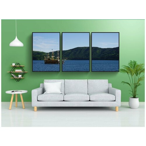 фото Набор модулных постеров для интерьера "хаконе, пиратская лодка, япония" 60x90 см. в тубусе, без рамки lotsprints