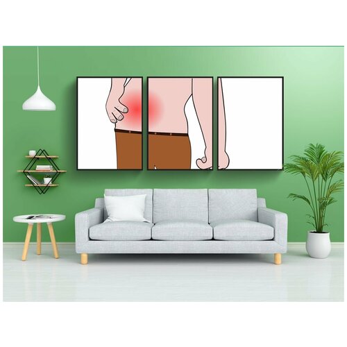 фото Набор модулных постеров для интерьера "спина, боль в спине, болею" 60x90 см. в тубусе, без рамки lotsprints