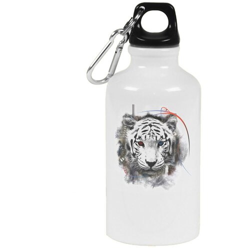 Бутылка с карабином CoolPodarok Тигр красный и синий глаза