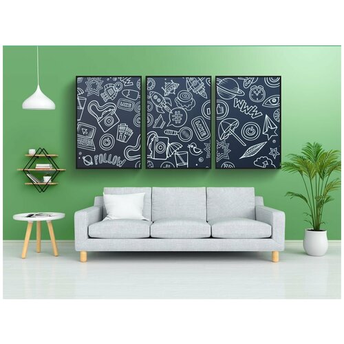 фото Набор модулных постеров для интерьера "интернет, планеты, напитки" 60x90 см. в тубусе, без рамки lotsprints