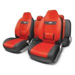 AUTOPROFI COM-1105H BK/RD Чехлы Comfort 9 пр. велюр боковая поддержка черно-красные - изображение