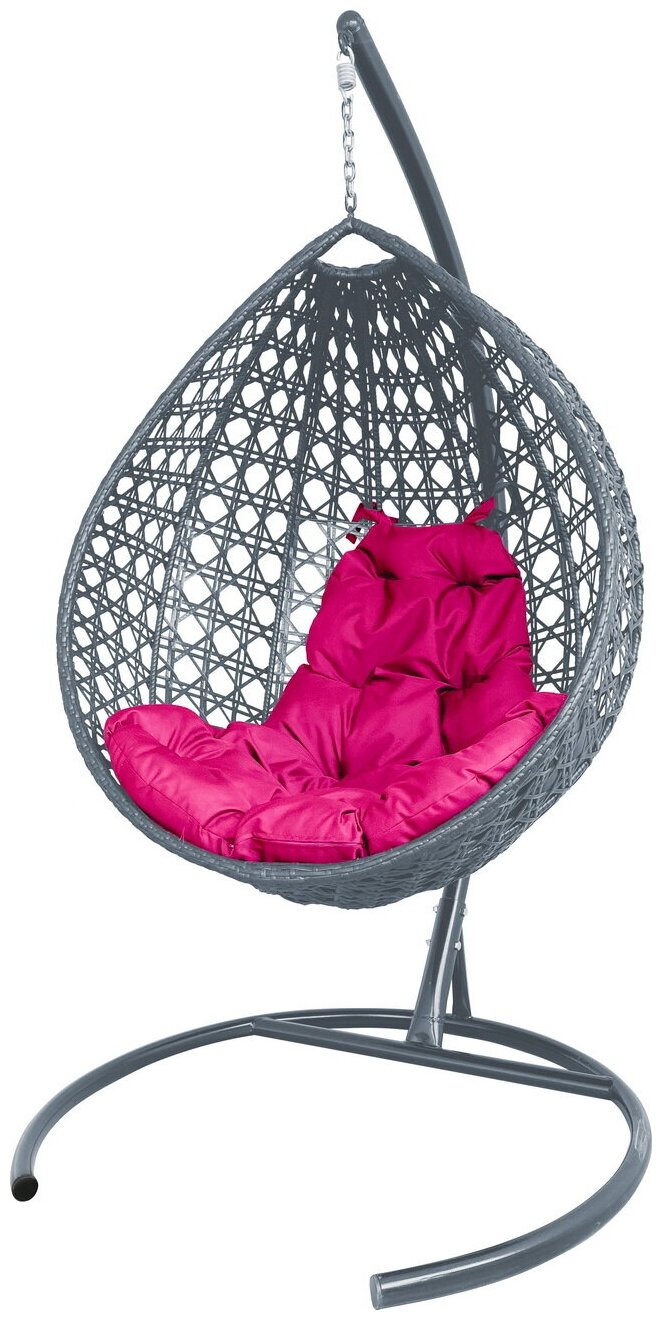 Подвесное кресло M-Group капля Люкс серое, розовая подушка - фотография № 17