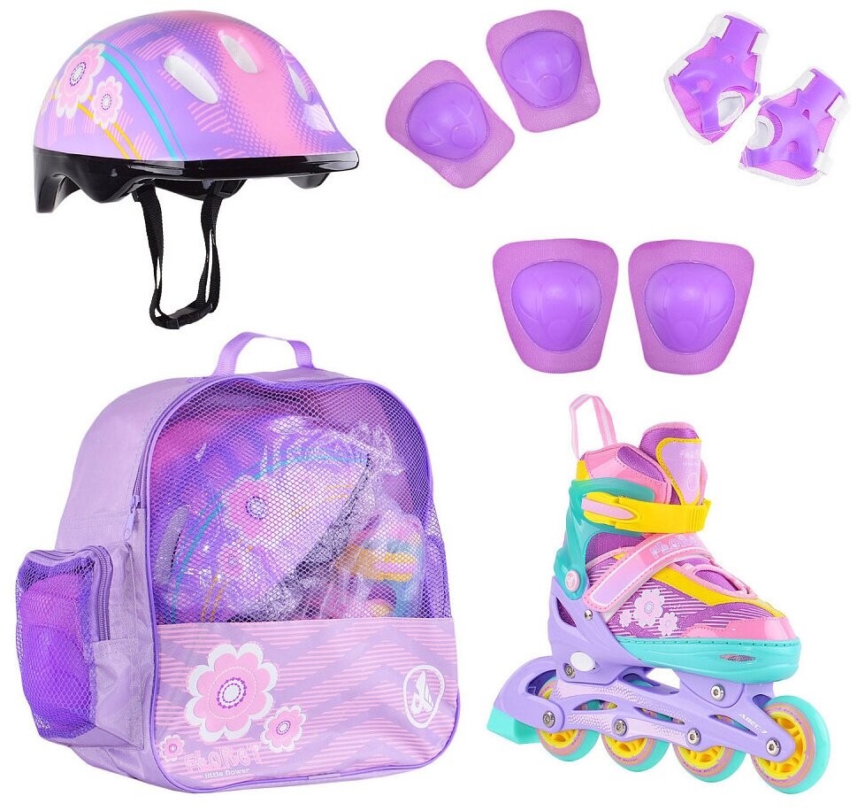Набор роликов FLORET коньки, защита, шлем violet размер М(35-38)