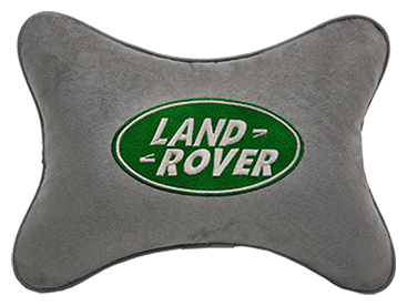 Автомобильная подушка на подголовник алькантара L.Grey с логотипом автомобиля Land Rover
