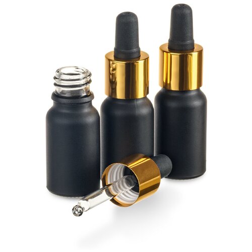 Флакон 10 мл стеклянный с крышкой с пипеткой. Набор 3 штуки.