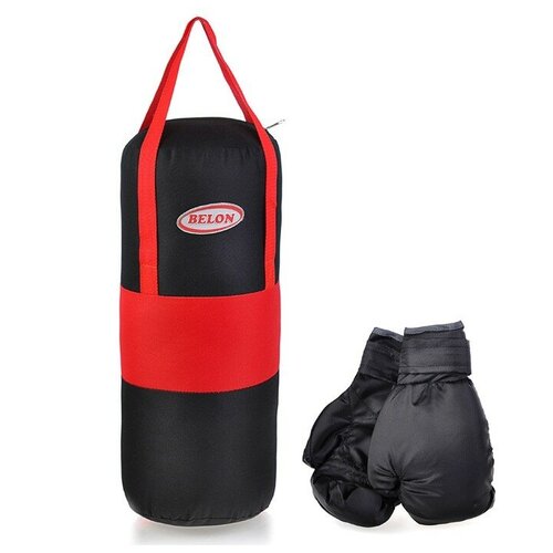 фото Набор для бокса: груша 50 см х ø20 см. с перчатками. цвет красный+черный, ткань "оксфорд" belon