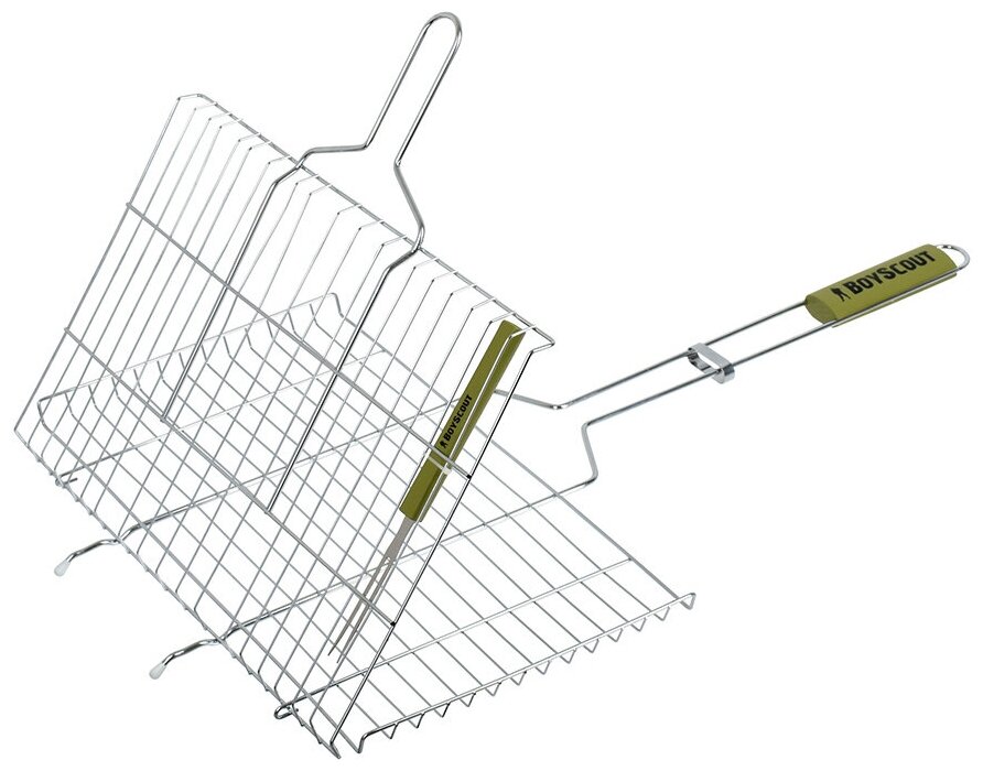 BOYSCOUT Решетка-гриль для стейков, большая с вилкой, картонный веер в подарок, 70(+5)x45x27x2 cм / 8
