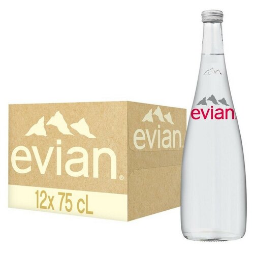 Вода минеральная Evian (Эвиан) 12 шт. по 0,75 л, негазированная, стекло